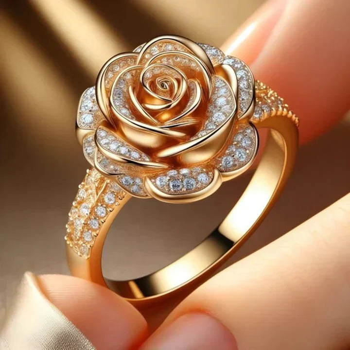 Bague exotique en or rose et zircon