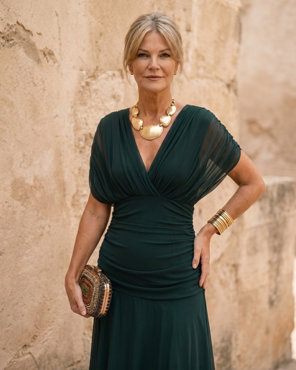 Robe maxi élégante pour soirée avec décolleté en cœur