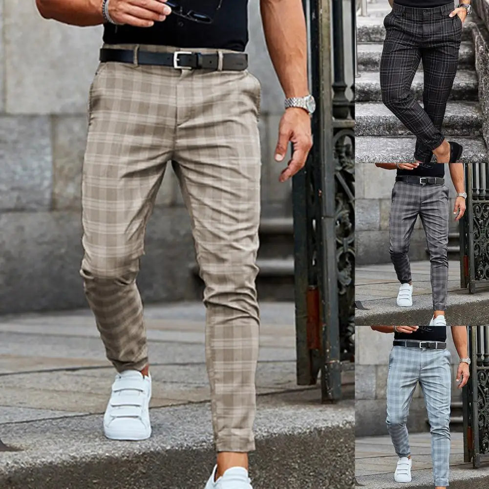 Pantalon Décontracté À Carreaux Pour Homme