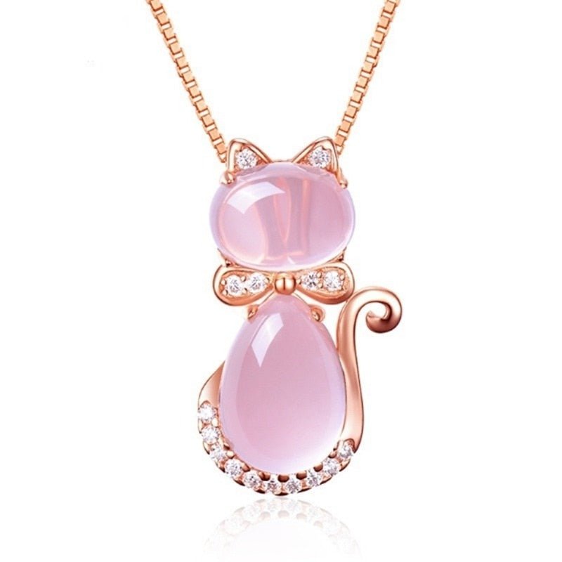 Collier en pierres roses ombragées avec zirconia