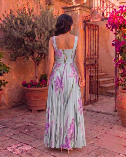 Inés | Robe maxi plissée à motifs floraux