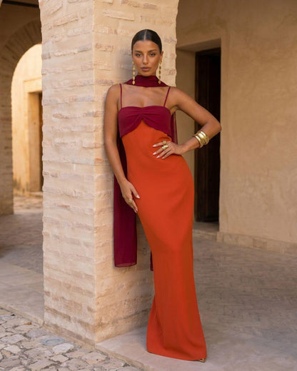 Carla | Robe maxi avec foulard