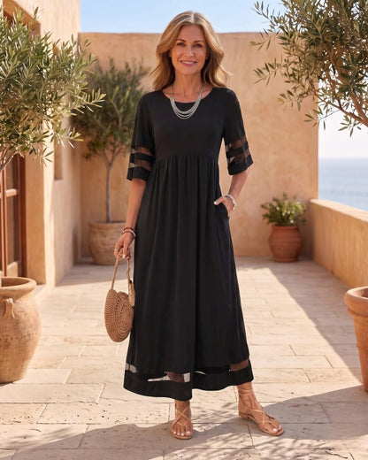 Cerelia | Robe midi à détails en maille et poches