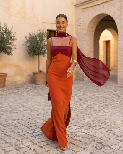 Carla | Robe maxi avec foulard
