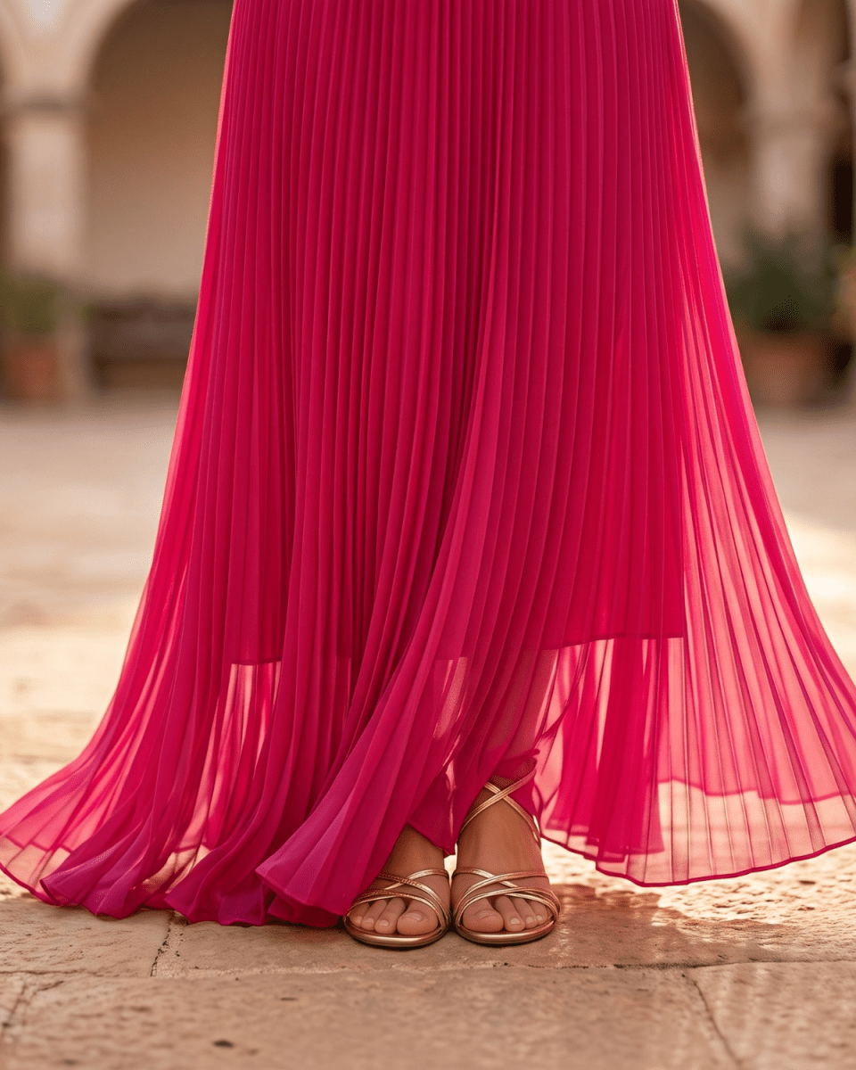 Valentina | Robe Maxi Plissée à Drapé Élégant