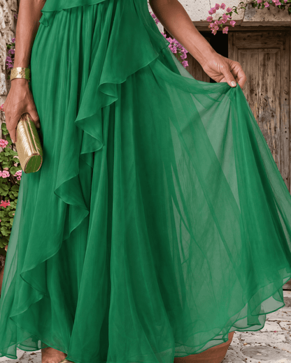 Lucía | Robe maxi en mousseline à une épaule