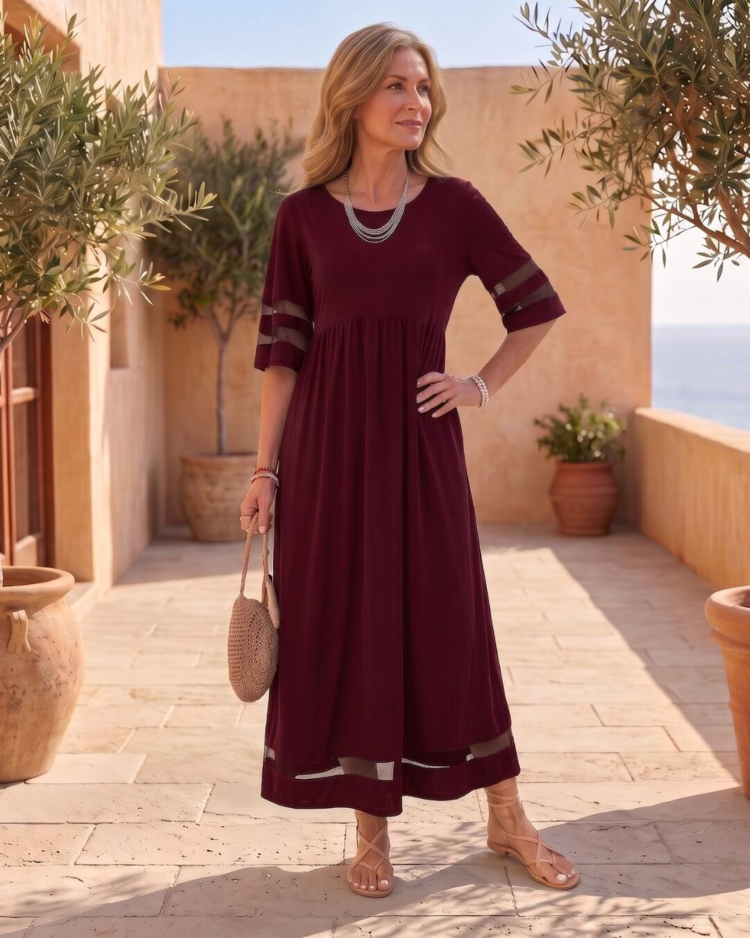 Cerelia | Robe midi à détails en maille et poches