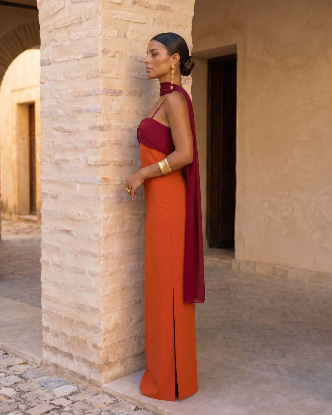 Carla | Robe maxi avec foulard