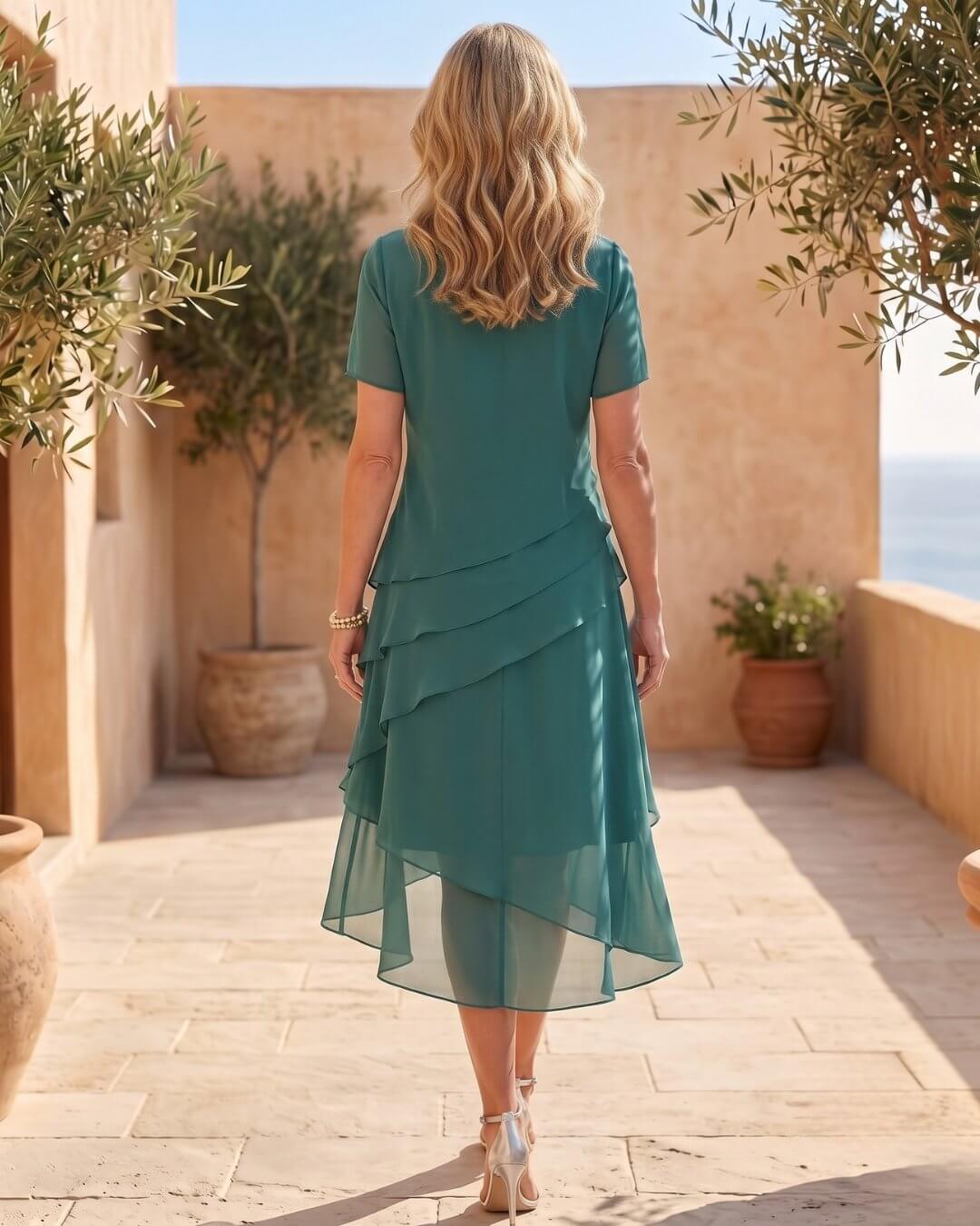 Francisca | Robe Midi à Cascade Élégante