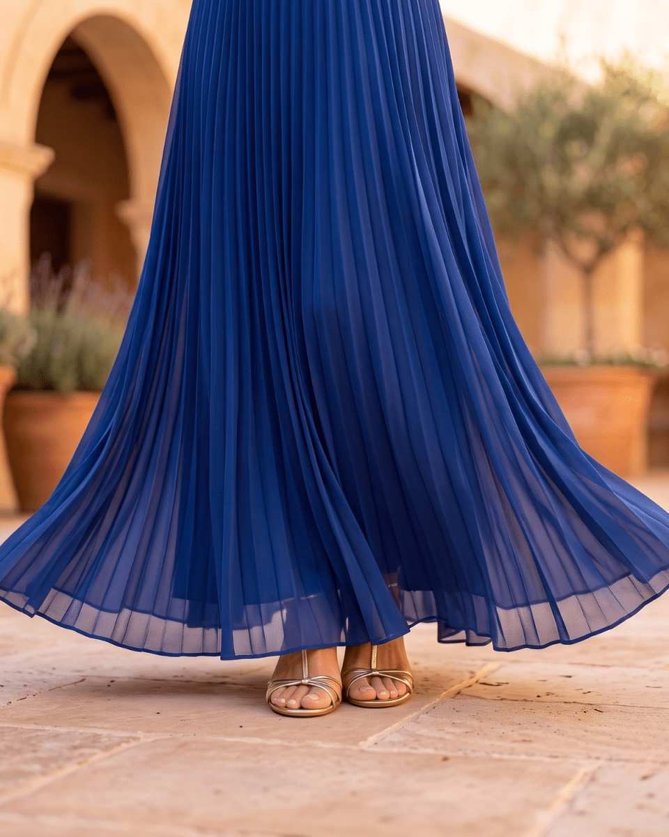 Valentina | Robe Maxi Plissée à Drapé Élégant