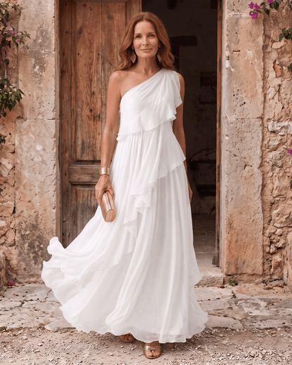 Lucía | Robe maxi en mousseline à une épaule