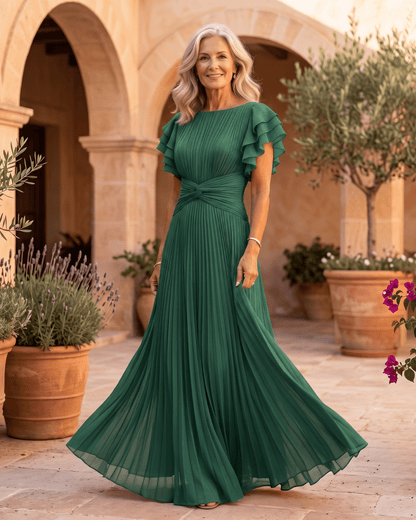 Valentina | Robe Maxi Plissée à Drapé Élégant