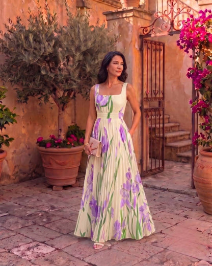 Inés | Robe maxi plissée à motifs floraux