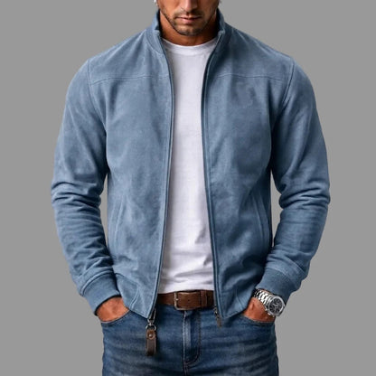Julien | Blouson bombardier en daim - bleu