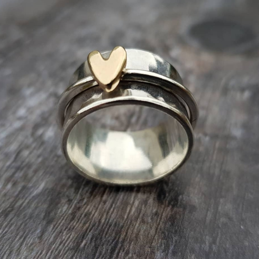 Mely - Bague en argent au cœur doré