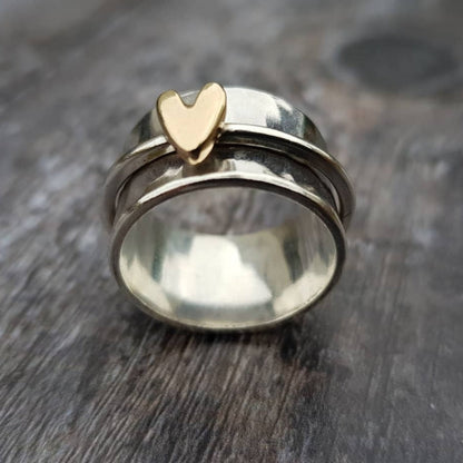 Mely - Bague en argent au cœur doré
