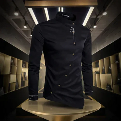 Marvin | Chemise Rétro à Col Montant et Manches Longues pour Homme