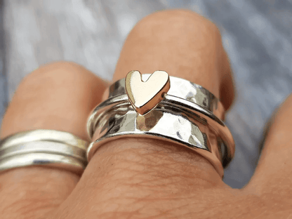 Mely - Bague en argent au cœur doré