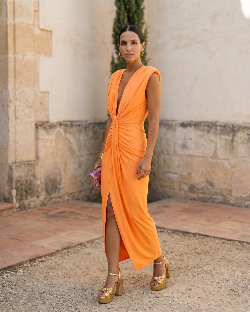 Selena | Robe drapée ardente