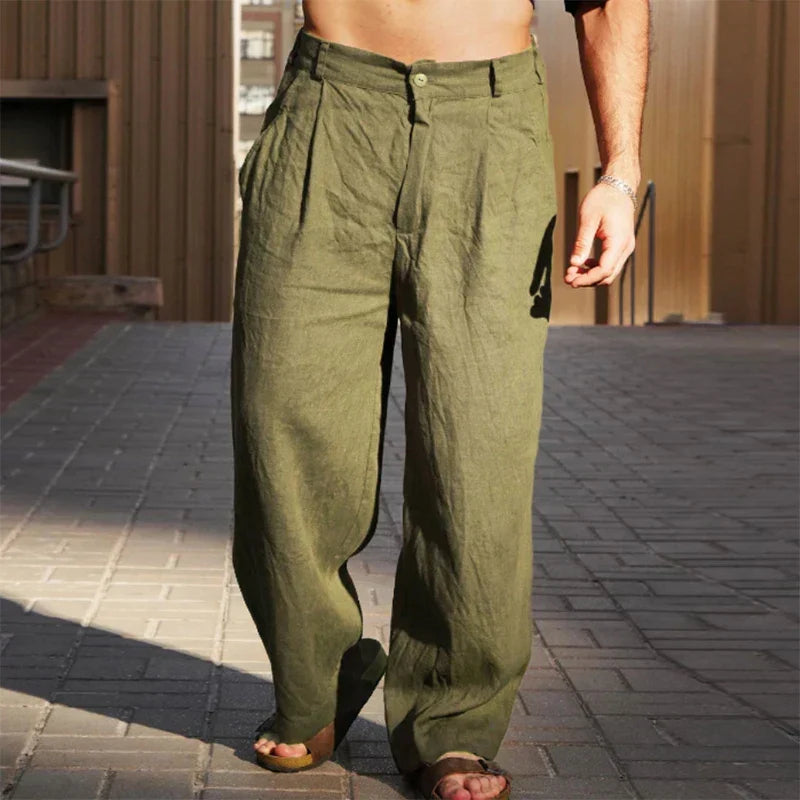 DARIO | PANTALONS EN LIN À JAMBES LARGES