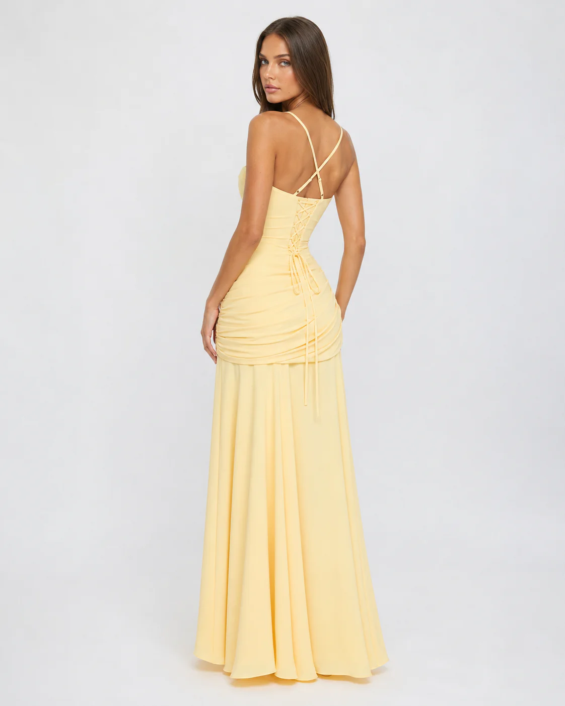 AINA | Robe longue à encolure carrée froncée