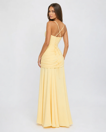 AINA | Robe longue à encolure carrée froncée