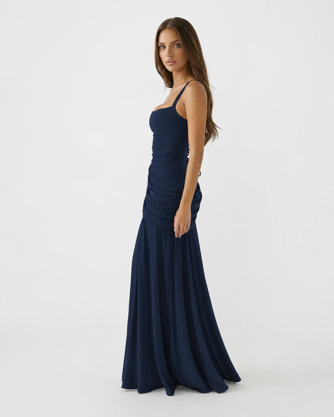 AINA | Robe longue à encolure carrée froncée
