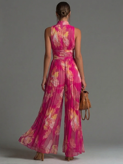 SOFÍA | Mono Plisado Estampado Fucsia