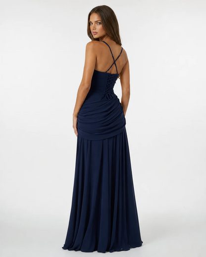 AINA | Robe longue à encolure carrée froncée