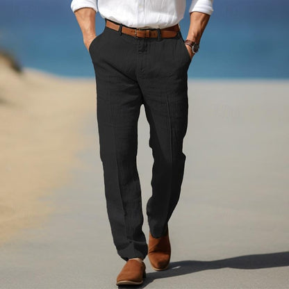 PANTALON HOMME LUXE EN LIN PREMIUM (AVEC PASSANTS POUR CEINTURE)